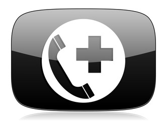 emergency call black glossy web modern icon