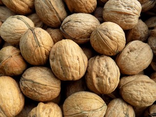 Walnuts in nutshell texture
