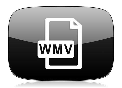 wmv file black glossy web modern icon