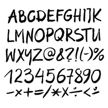 Black vector alphabet written with a pen.