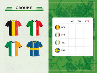 Fußball Hintergrund Gruppe e mit Tabelle für Vorrunde 2016