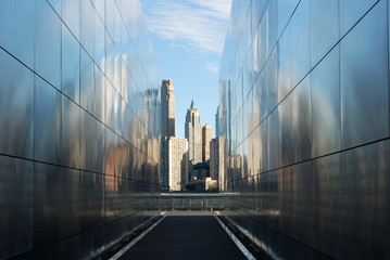 Empty Sky Memorial. December 27, 2015 Liberty State Park, Jersey City, USA. Memorial honors the memory of the people who lost their lives in 9/11 attack. Designers: J. Jamroz and F. Schwartz - obrazy, fototapety, plakaty