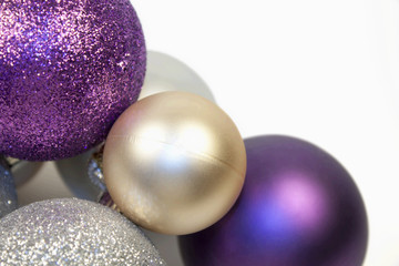 Christmas balls on white