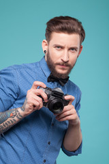 Attractive young man is ready to photograph