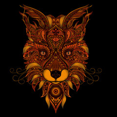 Fox abstract vector on black background