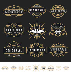 Set of retro badge logo for vintage product and business such as night club, whiskey, brewery, wine, craft beer, restaurant, handmade product. Vector illustration