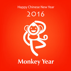 Fototapeta na wymiar Happy monkey year for Chinese New Year on red background