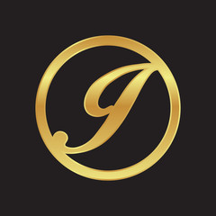 circle initial letter logo GOLD
