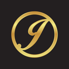 circle initial letter logo GOLD