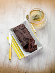 brownie with cup of tea