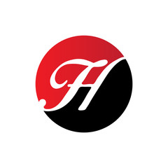 circle initial letter logo red and black