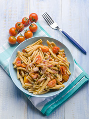 caserecce with fresh tuna tomatoes and capers