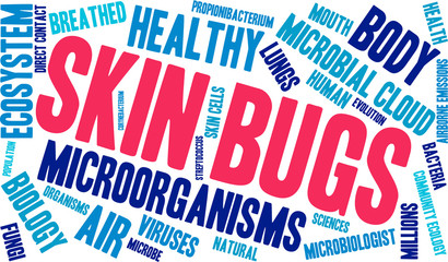 Skin Bugs word cloud on a white background. 