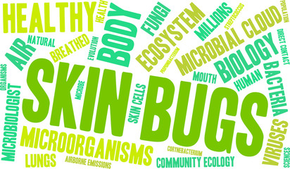 Skin Bugs word cloud on a white background. 