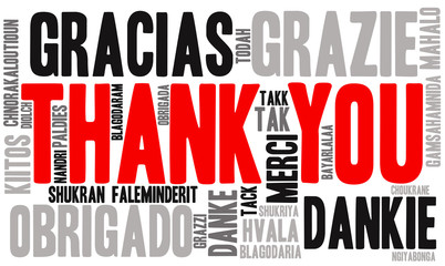 Fototapeta premium International Thank You word cloud. Each word used in this word cloud is another language's version of the word Thank You.