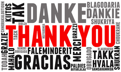 Fototapeta premium International Thank You word cloud. Each word used in this word cloud is another language's version of the word Thank You.
