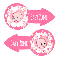 Two pointer for "Baby Zone" in the form of pink arrows.