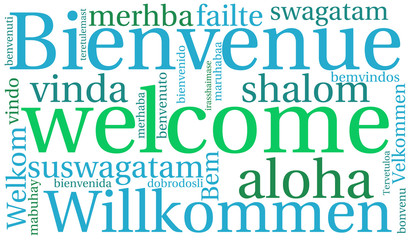 Fototapeta premium International Welcome Word Cloud. Each word used in this word cloud is another language's version of the word Welcome.