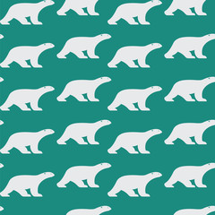 Vector seamless pattern with bear on blue background. wallpaper