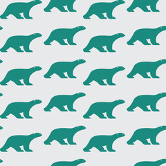 Vector seamless pattern with bear on blue background. wallpaper