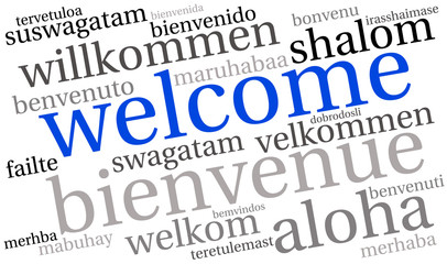 International Welcome Word Cloud. Each word used in this word cloud is another language's version of the word Welcome