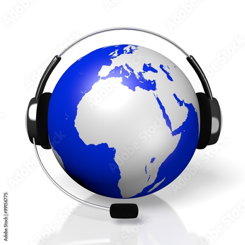 "3D global call center - headset concept" Stock photo and ...