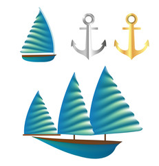 Sailboat vector design set