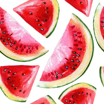 Watercolor painting with watermelon