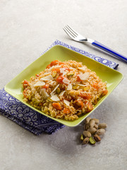 risotto with fresh tomatoes and pistachio nut