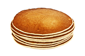 Stack of pancakes isolated on white background