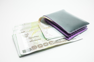 Thai money banknote in the wallet