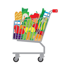 Shopping cart with fresh food.