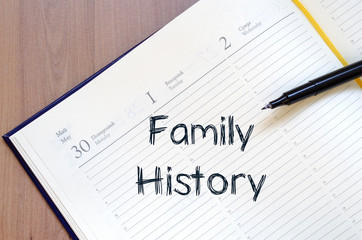 Family history write on notebook