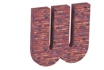 The alphabet brick wall on white background W