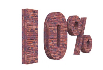 The alphabet brick wall on white background 10 percent