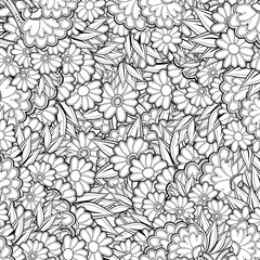 Pattern for Coloring book with abstract flowers