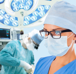 Young female doctor in operation room