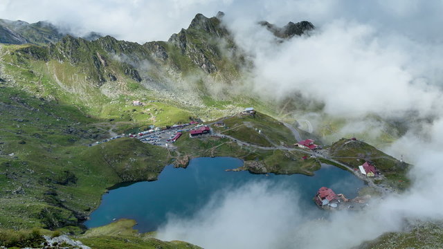 Balea Lake Cabin, Transfagarasan, Fagaras mountains. Romania Timelapse