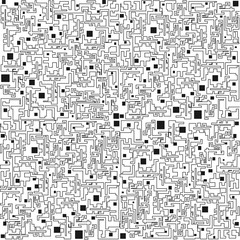 Абстрактный фон в виде черных линий и квадратов на белом фоне