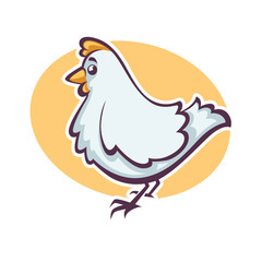 white hen, vector illustration in cartoon style