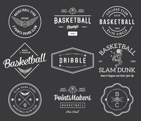 basketball badges white on black