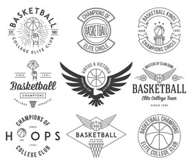 b-ball badges black on white