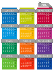 Calendar 2017 / French calendar for year 2017, week starts on Monday