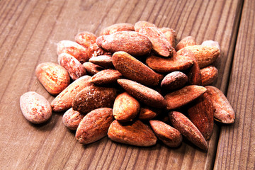 almonds on wood