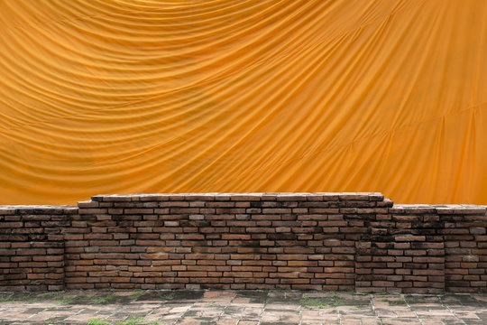 Tela naranja,sagrada de Buda reclinado