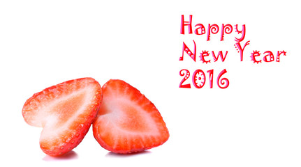 Strawberry heart shape berry isolated on white