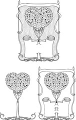 set of three heart-shaped trees
