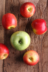 red and green apples.