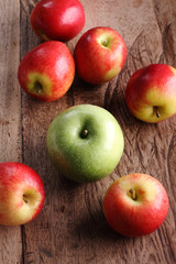 red and green apples.