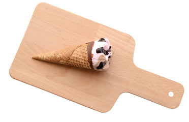 Chocolate ice cream cone isolated on white background (clipping path)